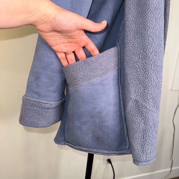 Soft Surroundings Women’s Blue Sueded Fleece Sweater Cardigan Ultimate Cozy - Picture 4 of 11